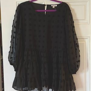 Plus Size Chic Soul Black Polka Dot Blouse 1X